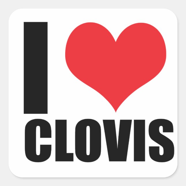 Adesivo Quadrado Eu amo Clovis (Frente)