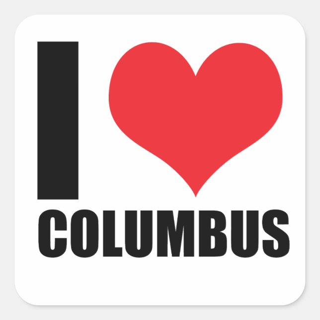 Adesivo Quadrado Eu amo Columbus (Frente)