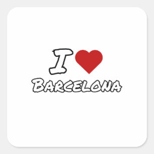 Adesivo Quadrado Eu amo coração cidade Barcelona
