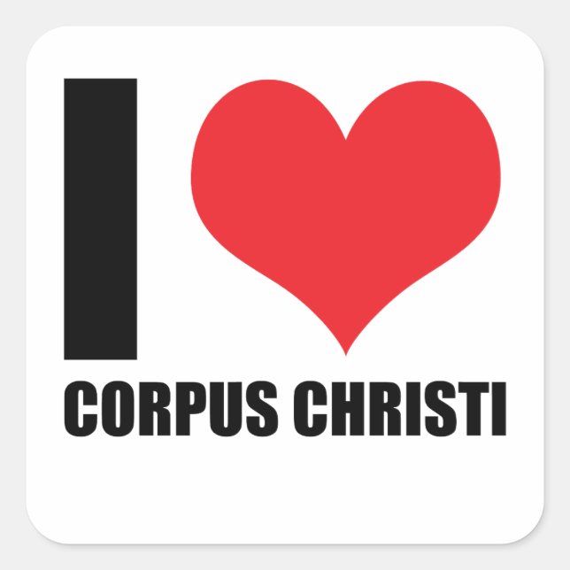 Adesivo Quadrado Eu amo Corpus Christi (Frente)