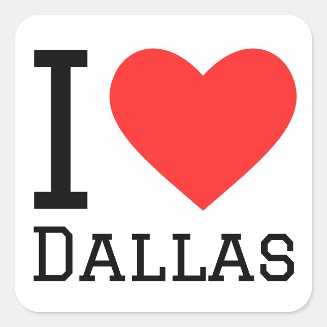 Adesivo Quadrado Eu amo Dallas (Frente)