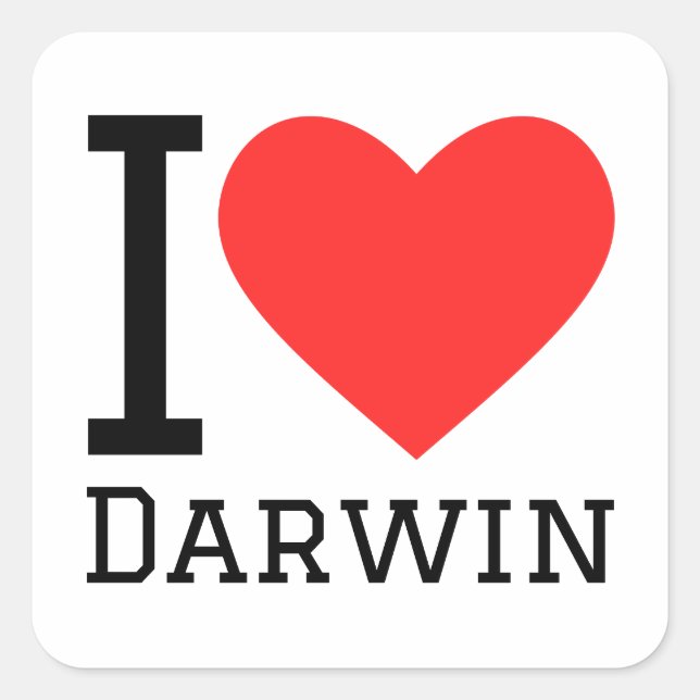 Adesivo Quadrado Eu amo Darwin (Frente)