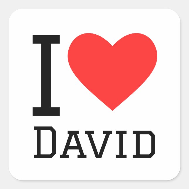 Adesivo Quadrado Eu amo David (Frente)