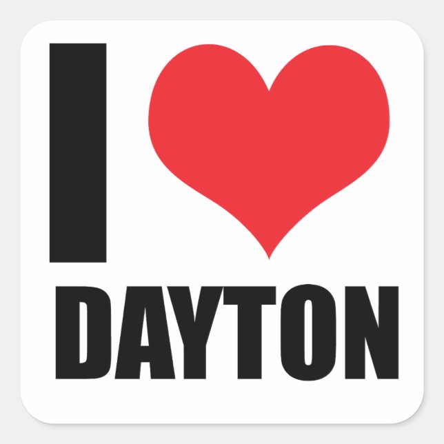 Adesivo Quadrado Eu amo Dayton (Frente)