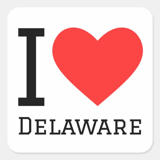 Adesivo Quadrado Eu amo Delaware (Frente)