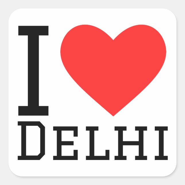 Adesivo Quadrado Eu amo Delhi (Frente)