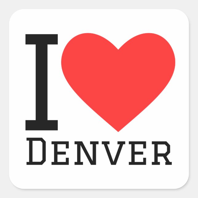 Adesivo Quadrado Eu amo Denver (Frente)