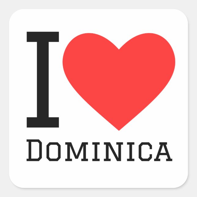 Adesivo Quadrado Eu amo dominica (Frente)