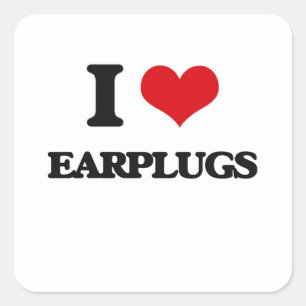Adesivo Quadrado Eu amo EARPLUGS