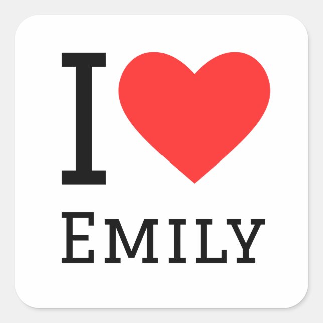Adesivo Quadrado Eu amo Emily (Frente)
