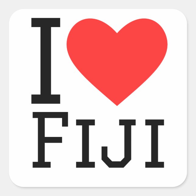 Adesivo Quadrado Eu amo fiji (Frente)