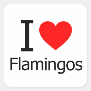 Adesivo Quadrado Eu Amo Flamingos