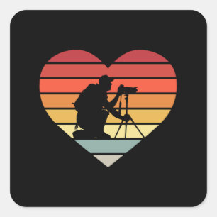 Adesivo Quadrado Eu Amo Fotografar Coração Vintage