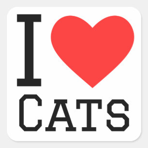 Adesivo Quadrado Eu amo gatos