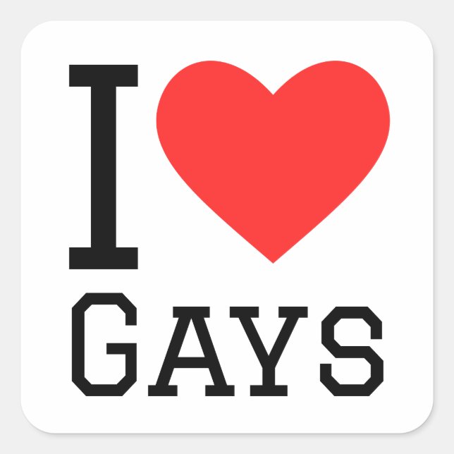 Adesivo Quadrado Eu amo gay (Frente)