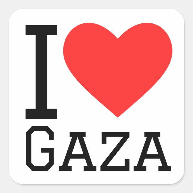 Adesivo Quadrado Eu amo gaza (Frente)