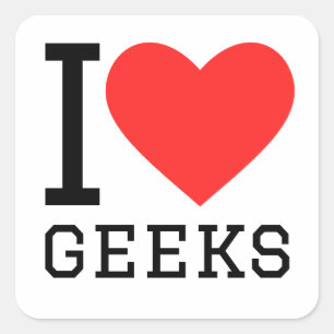 Adesivo Quadrado Eu amo geeks