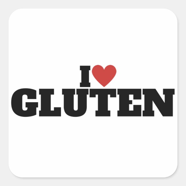 Adesivo Quadrado Eu Amo Gluten (Frente)