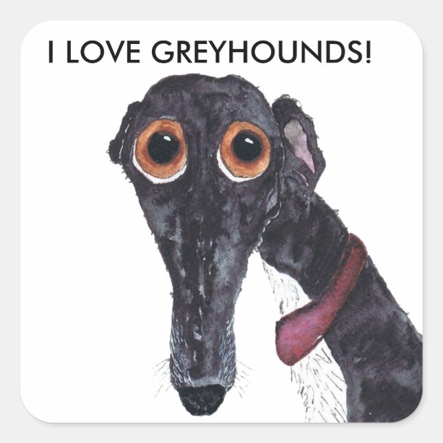 ADESIVO QUADRADO EU AMO GREYHOUNDS! (Frente)