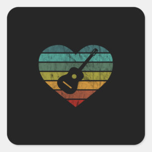 Adesivo Quadrado Eu Amo Guitarristas Com Guitarra Acústica