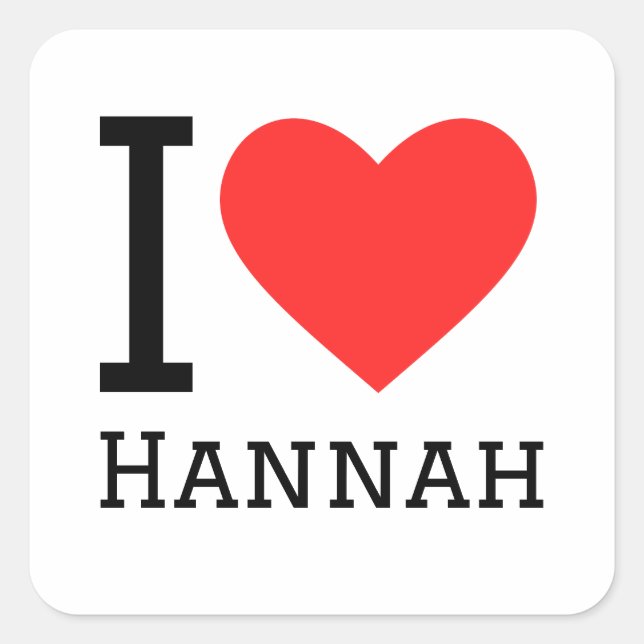 Adesivo Quadrado Eu amo Hannah (Frente)