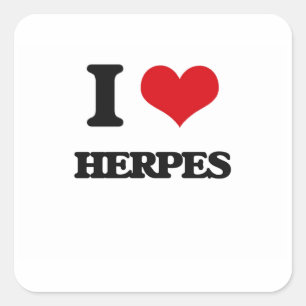 Adesivo Quadrado Eu amo Herpes