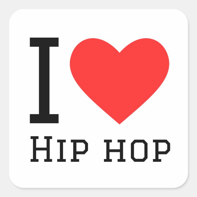 Adesivo Quadrado Eu amo hip hop (Frente)