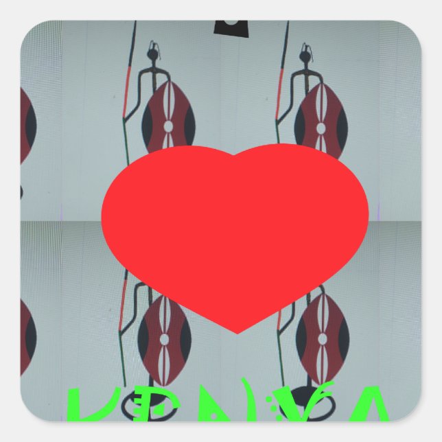 Adesivo Quadrado Eu amo Impressão de arte no Quênia (Frente)