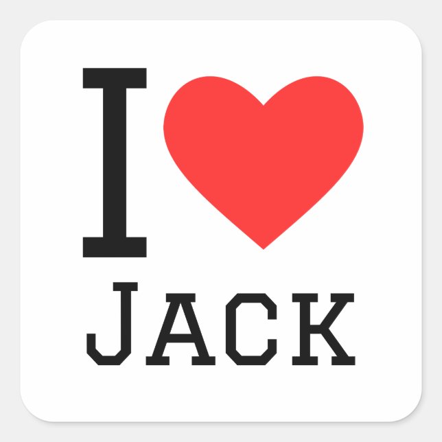 Adesivo Quadrado Eu amo Jack (Frente)