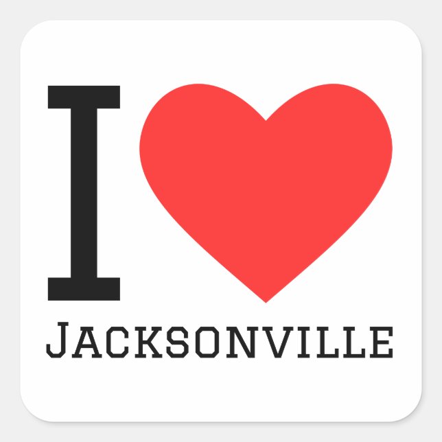 Adesivo Quadrado Eu amo Jacksonville (Frente)