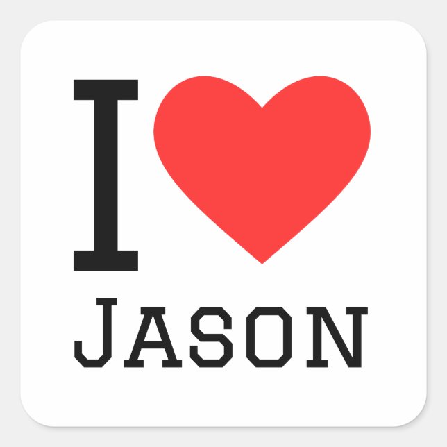 Adesivo Quadrado Eu amo Jason (Frente)