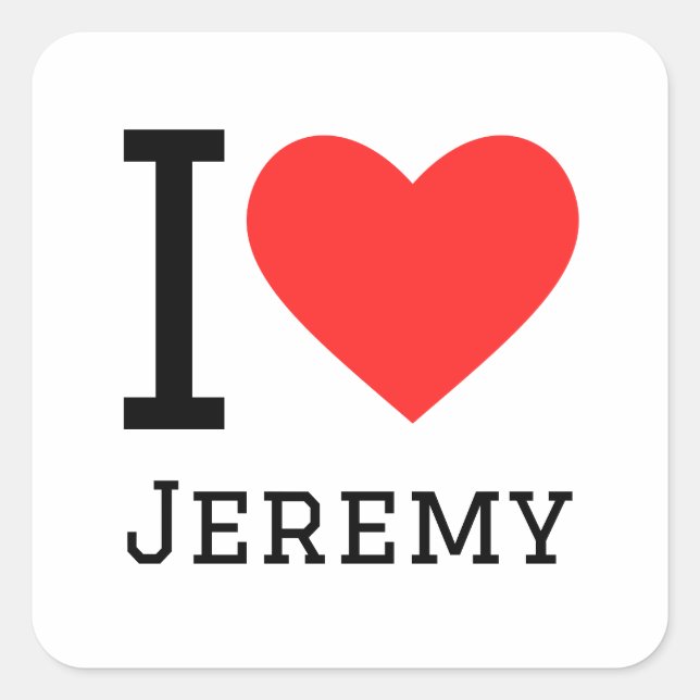 Adesivo Quadrado Eu amo Jeremy (Frente)