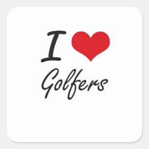 Adesivo Quadrado Eu amo jogadores de golfe