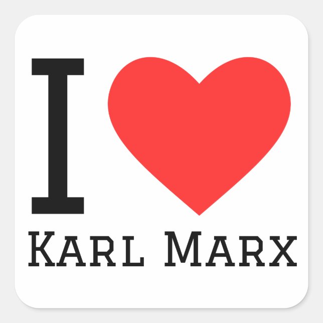 Adesivo Quadrado Eu amo Karl Marx (Frente)