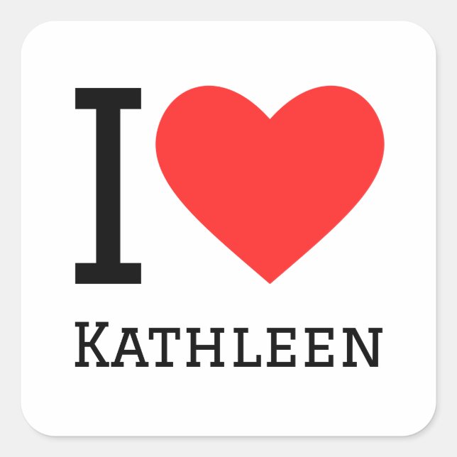 Adesivo Quadrado Eu amo Kathleen (Frente)
