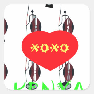Adesivo Quadrado Eu amo Kenya XOXO