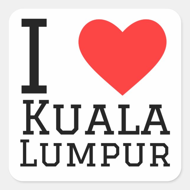 Adesivo Quadrado Eu amo Kuala Lumpur (Frente)