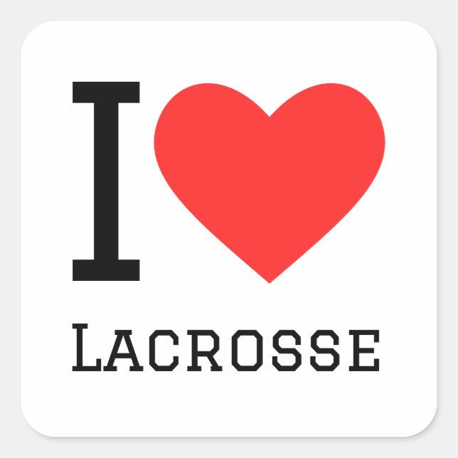 Adesivo Quadrado Eu amo lacrosse (Frente)