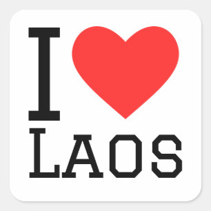 Adesivo Quadrado Eu amo Laos