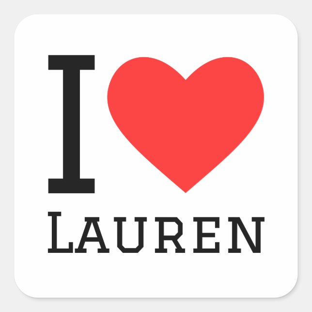 Adesivo Quadrado Eu amo Lauren (Frente)
