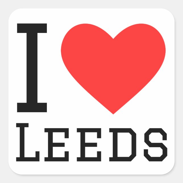 Adesivo Quadrado Eu amo Leeds (Frente)