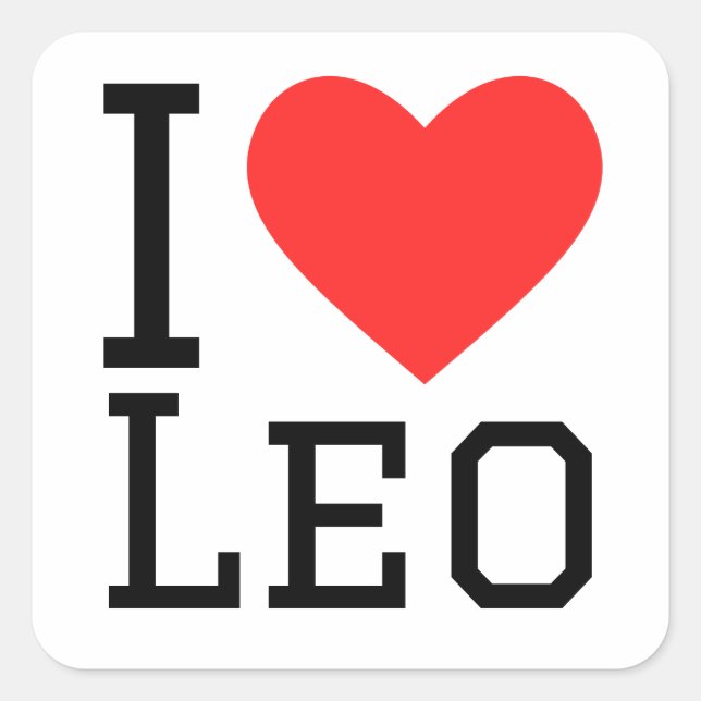 Adesivo Quadrado Eu amo Leo (Frente)
