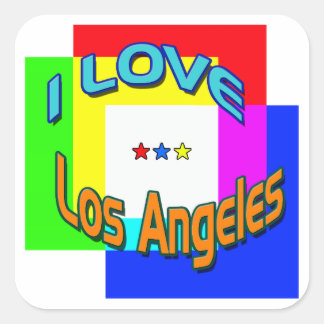Adesivo Quadrado "EU AMO Los Angeles Coloring 1" Sticker