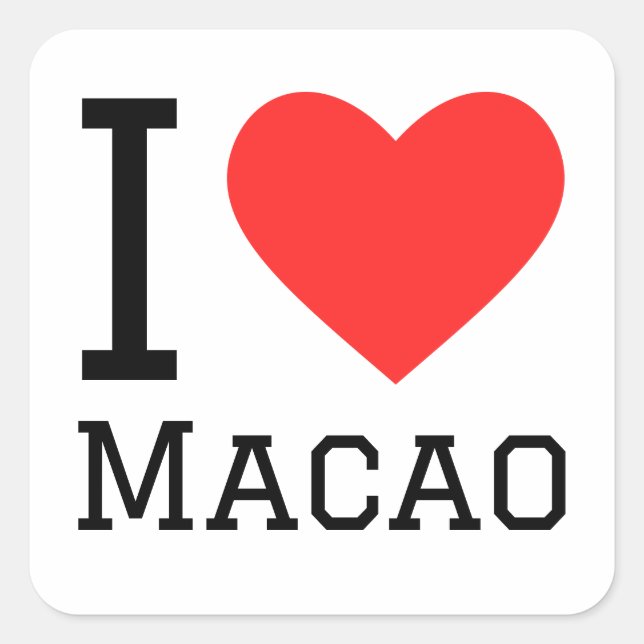Adesivo Quadrado Eu amo macao (Frente)