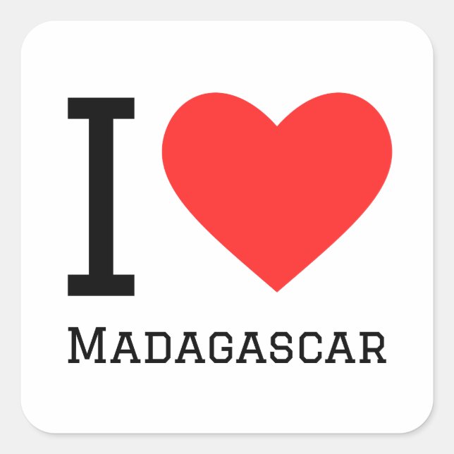 Adesivo Quadrado Eu amo Madagascar (Frente)