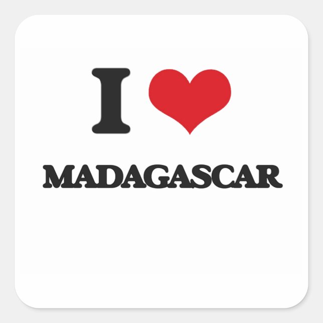 Adesivo Quadrado Eu amo Madagascar (Frente)