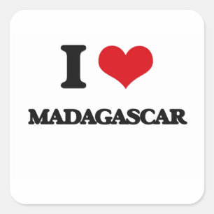 Adesivo Quadrado Eu amo Madagascar