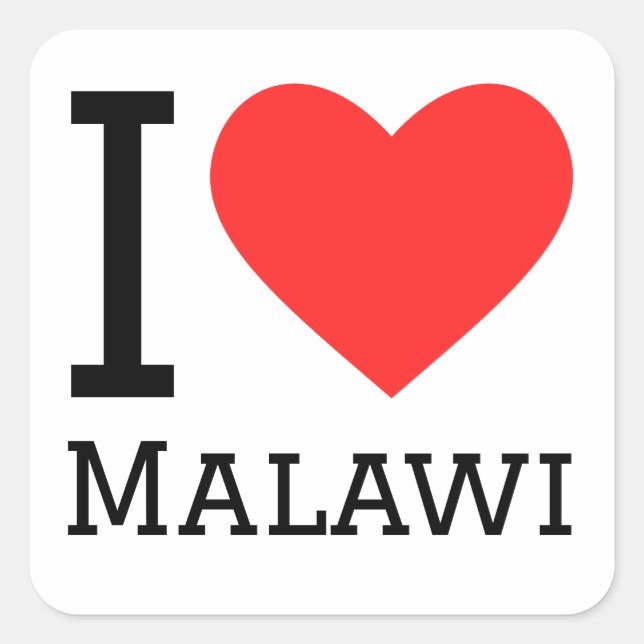 Adesivo Quadrado Eu amo malawi (Frente)