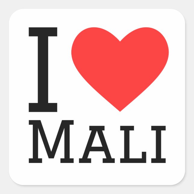 Adesivo Quadrado Eu amo Mali (Frente)