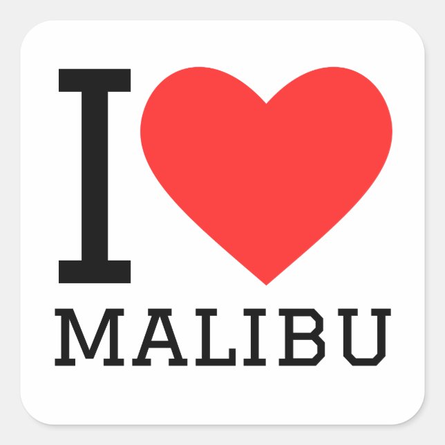 Adesivo Quadrado Eu amo malibu (Frente)